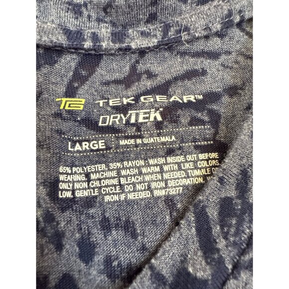 Tek Gear DryTek Large Blue Print Short Sleeve Women’s Shirt - Picture 3 of 5